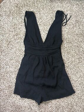 one clothing Black Deep V One-Piece Romper